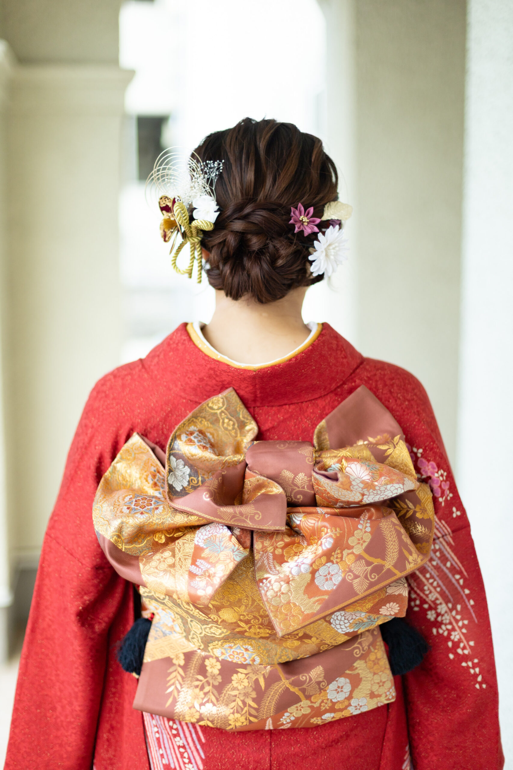 ゆったり落ち着いたお支度で仕上げた帯結び。