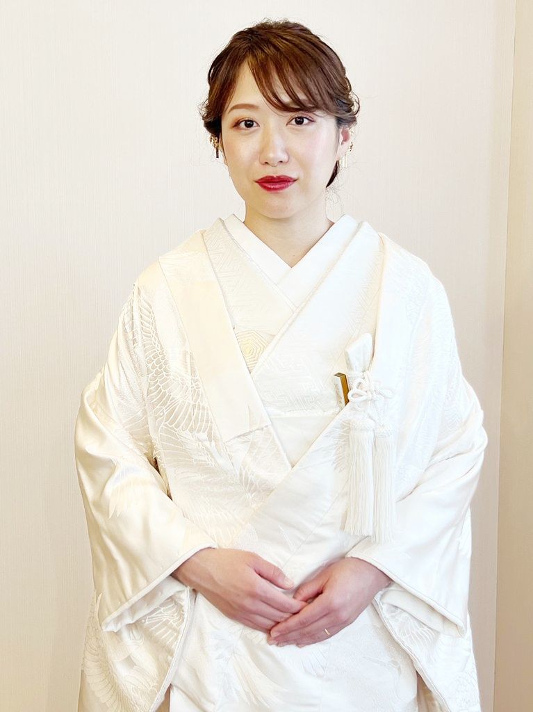 白打掛の清楚で美しく気品ある姿。、あなたに似合うお着付をいたします。