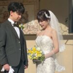 ガーデンからの日差しを浴びて輝くお二人